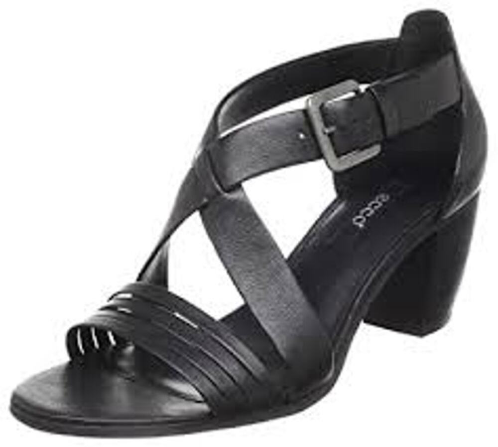 Ecco Women's Black Cross Strapped Leather Sandals Size 40 EUC Buckle Closure